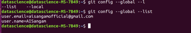 Configuring email and username in ubuntu (Git)